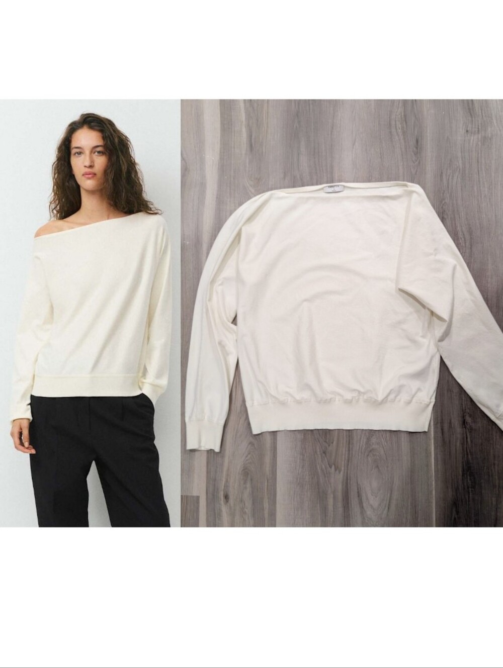 Aritzia Babaton | Inspiration Open Neck Wonder Yarn Knit Sweater In Matte Pearl